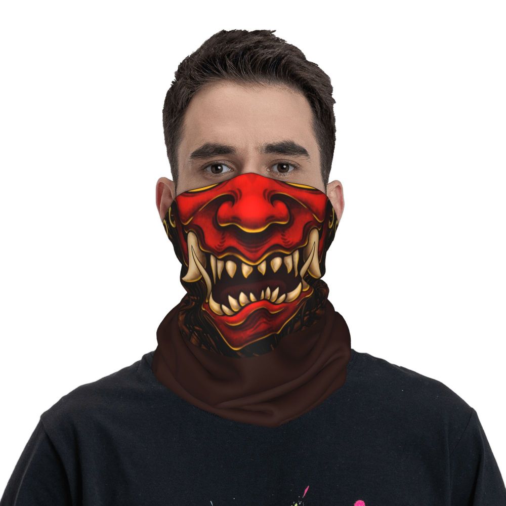Oni Demon Bandana Neck Gaiter Windproof Face Scarf Cover