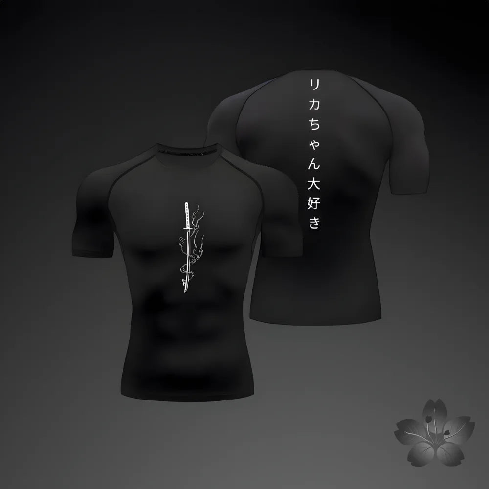 Short Sleeved Mens Rash Guard for Grappling Arts
