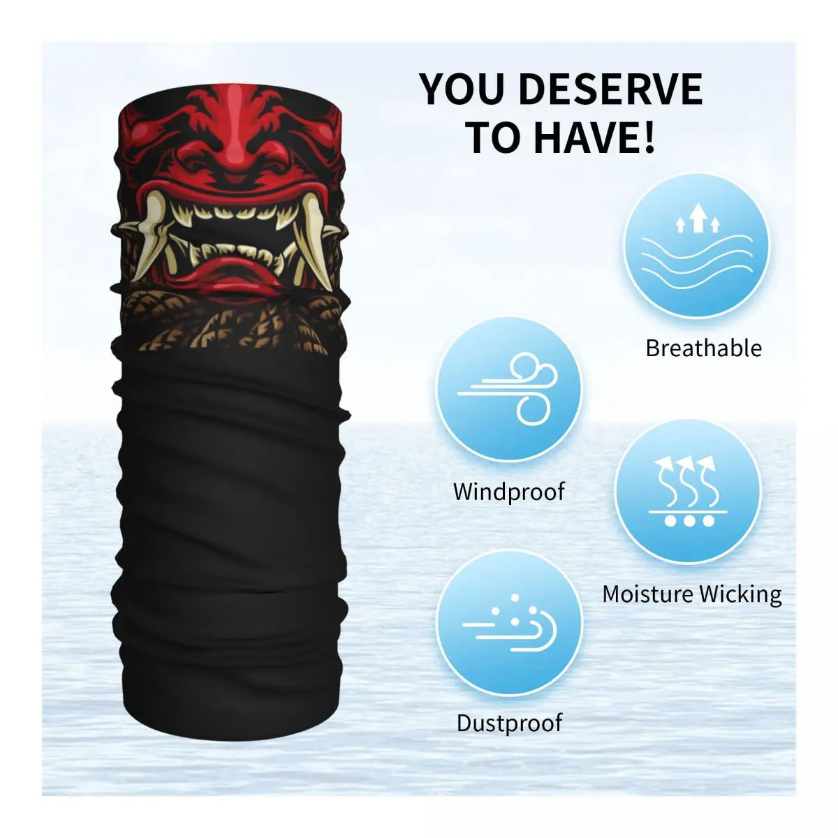 Oni Demon Bandana Neck Gaiter Windproof Face Scarf Cover