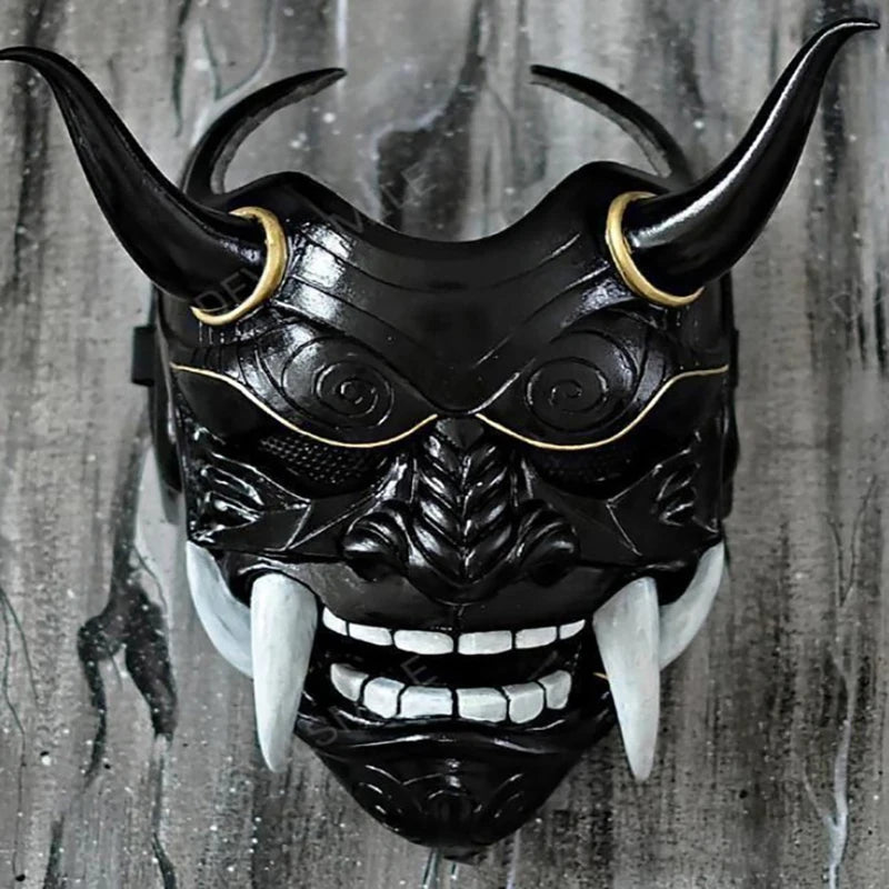 Japanese Ghost Hannya Prajna Half Face Samurai mask