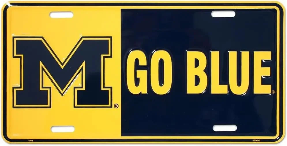 University of Michigan Wolverines Go Blue NCAA Tin License Plate