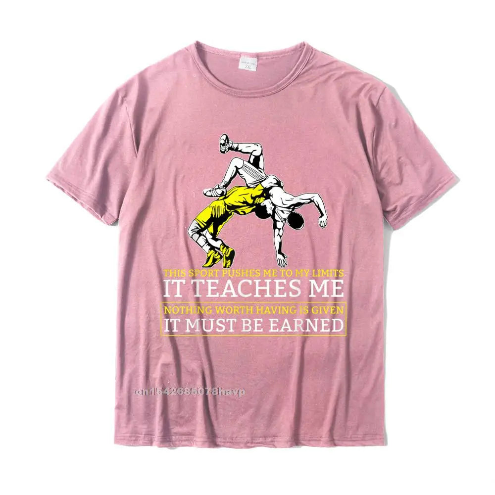 It Must Be Earned Wrestling T-Shirt Fitness Tight Cotton Mens Tops & Tees Cool Brand New T Shirt