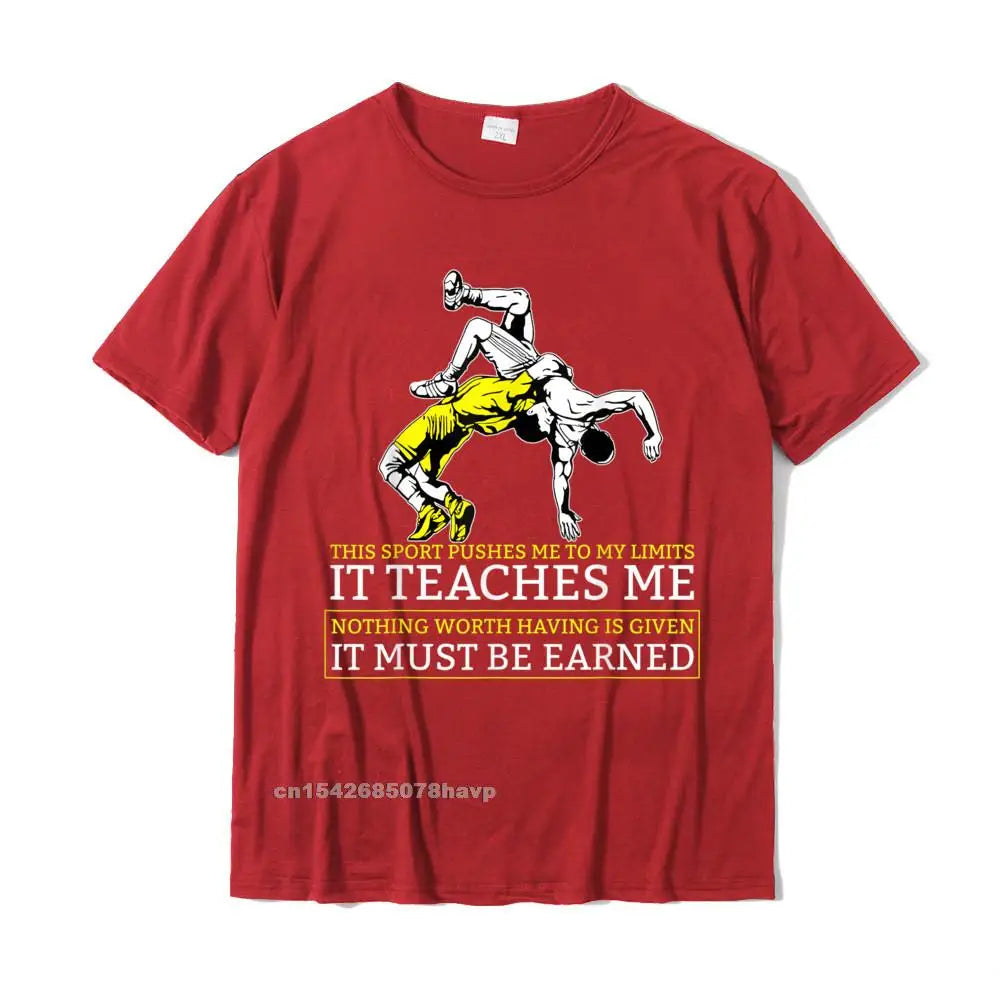 It Must Be Earned Wrestling T-Shirt Fitness Tight Cotton Mens Tops & Tees Cool Brand New T Shirt