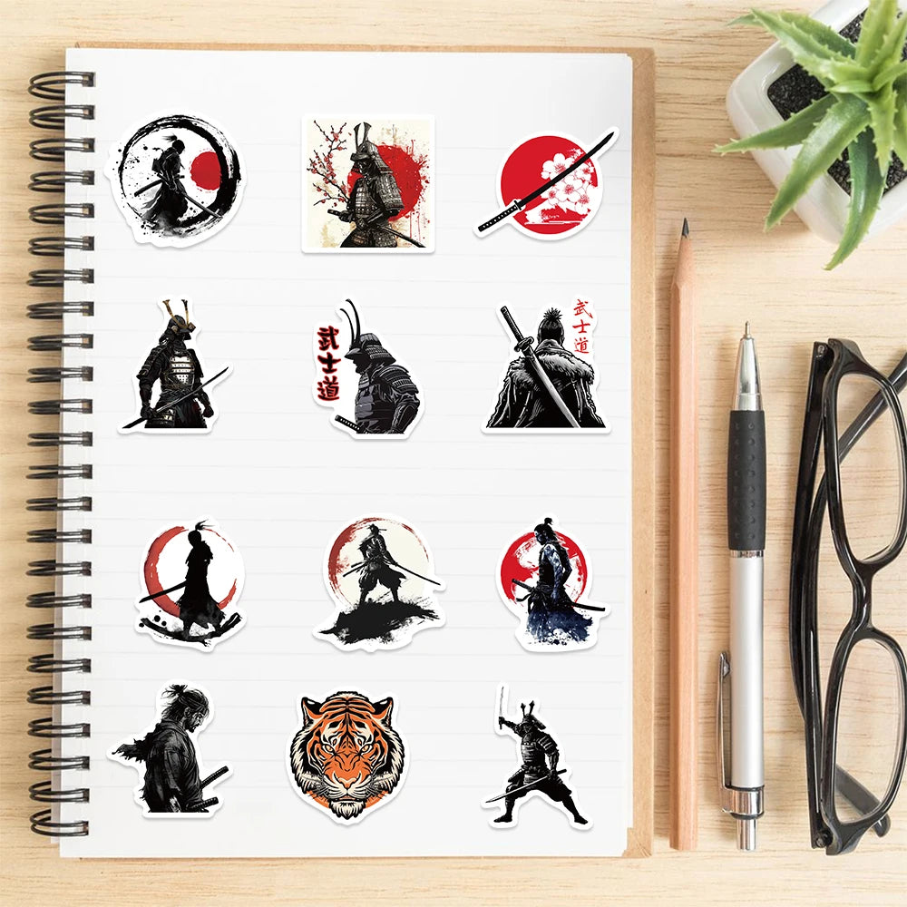 50 piece Japanese Samurai Bushido Stickers Waterproof