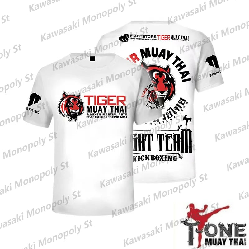 2025 Tiger Muay Thai FIGHT TEAM Kickboxing t-shirt Sports Top