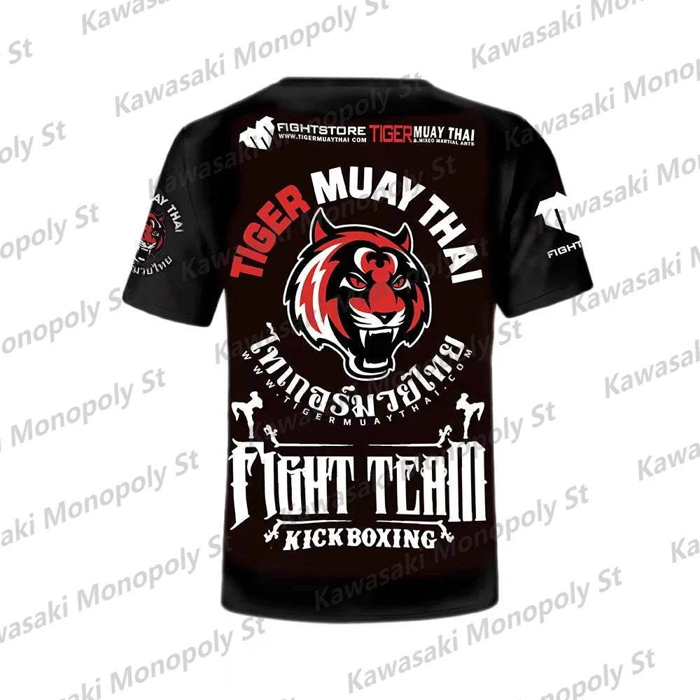 2025 Tiger Muay Thai FIGHT TEAM Kickboxing t-shirt Sports Top