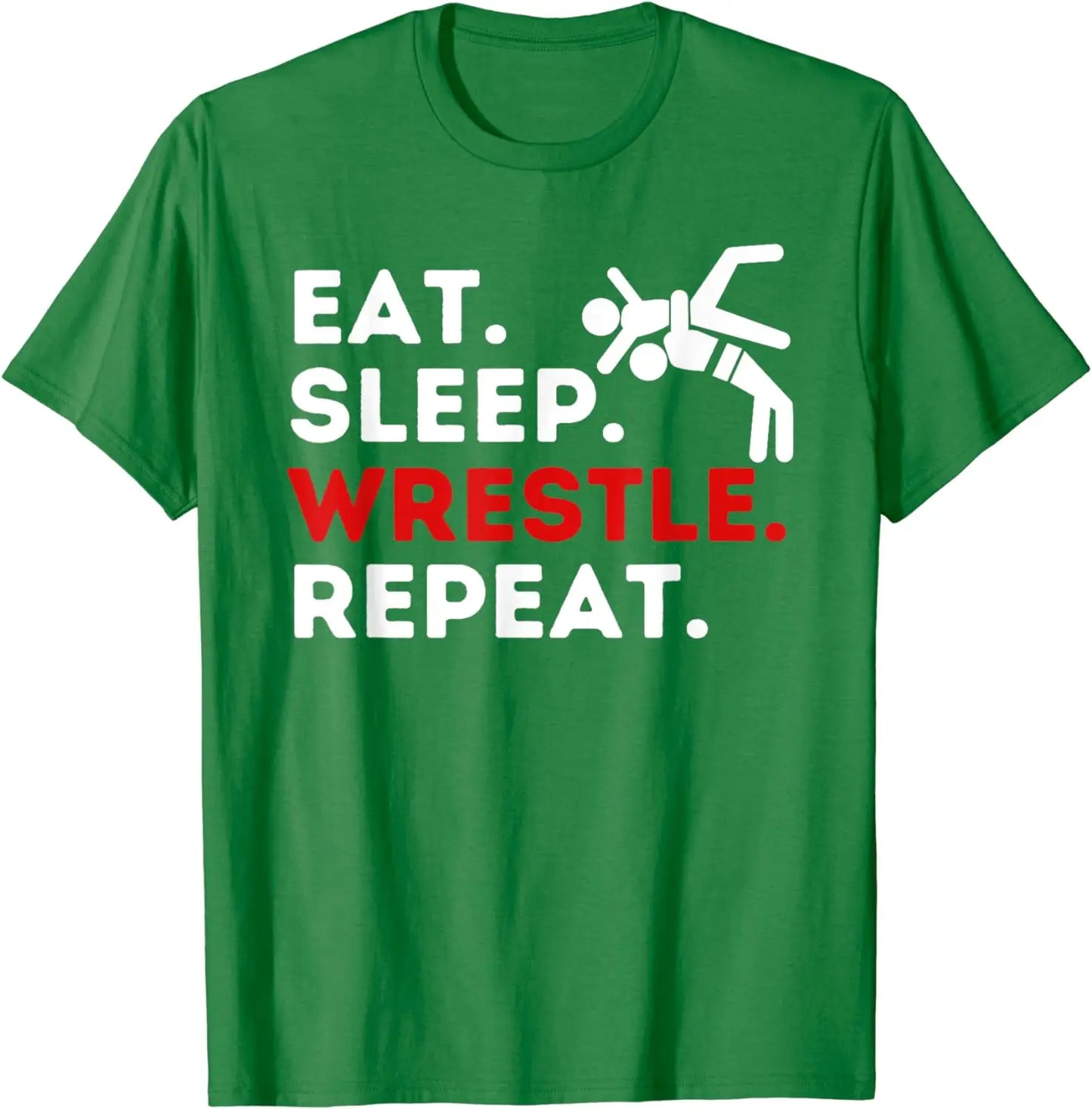 Eat Sleep Wrestle Repeat Cotton T-shirt Graphic Print