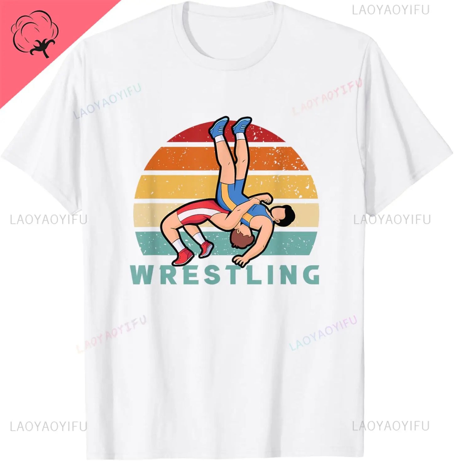 Eat Sleep Wrestle Repeat Cotton T-shirt Graphic Print