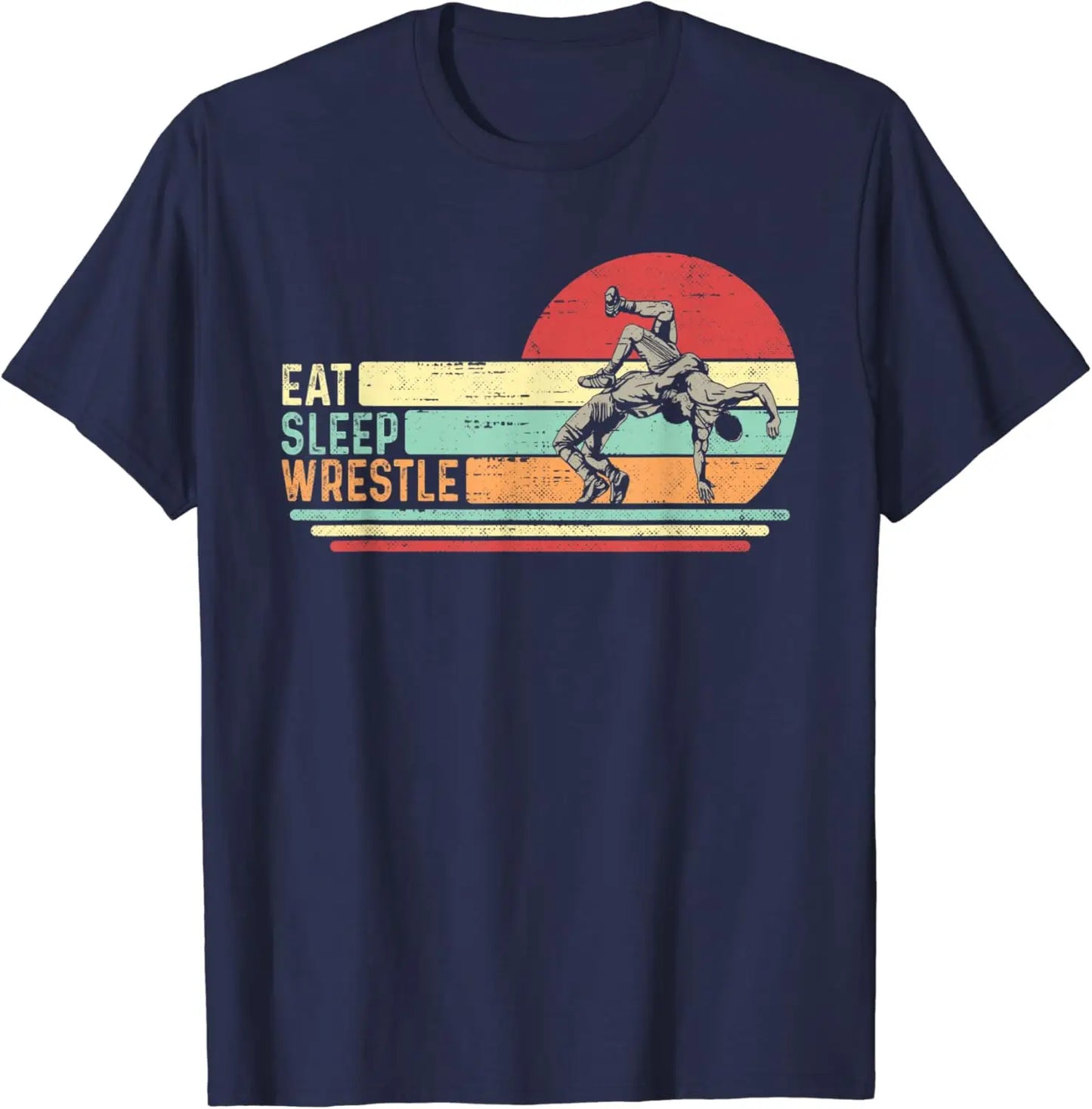 Eat Sleep Wrestle Repeat Cotton T-shirt Graphic Print