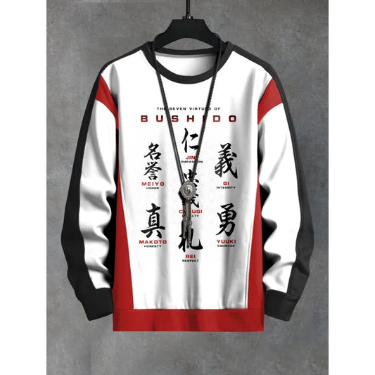 Bushido Long sleeve 3D Graphic printed Sweatshirt Japanes Kanji pull over