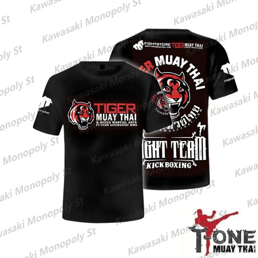 2025 Tiger Muay Thai FIGHT TEAM Kickboxing t-shirt Sports Top