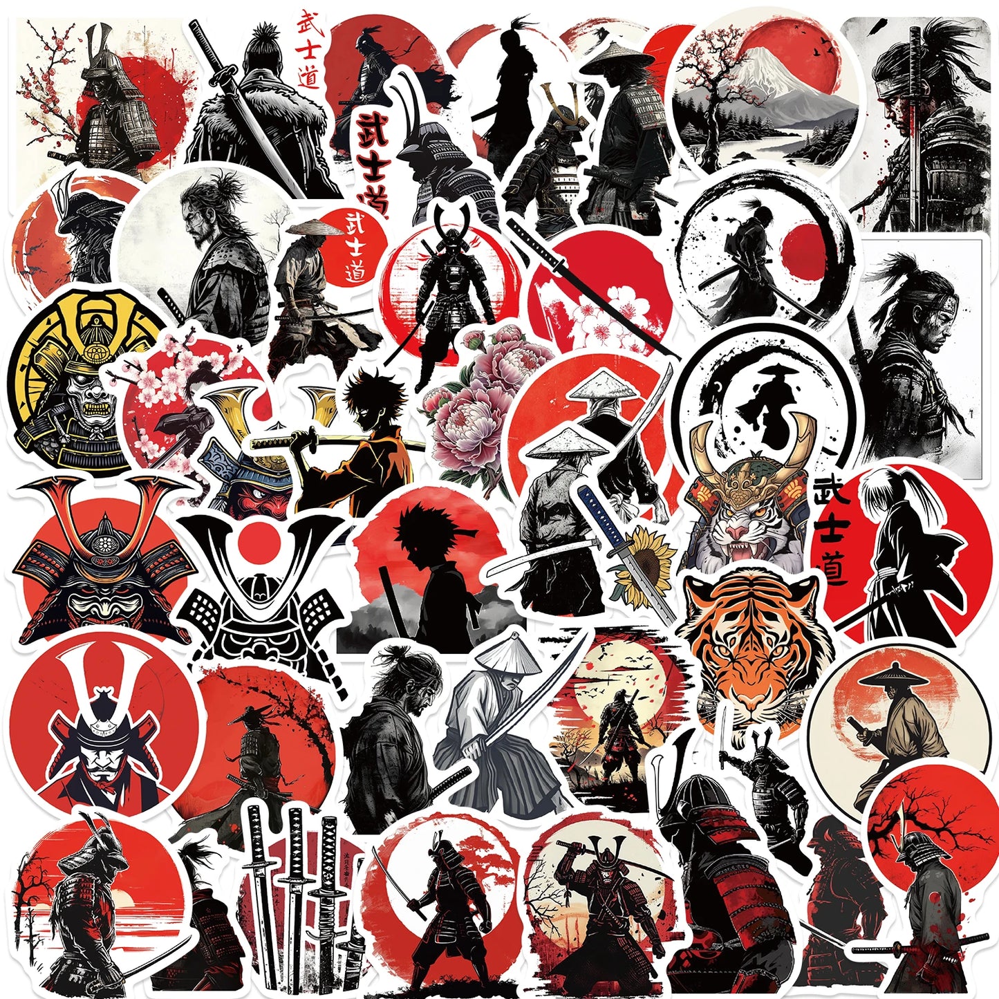 50 piece Japanese Samurai Bushido Stickers Waterproof