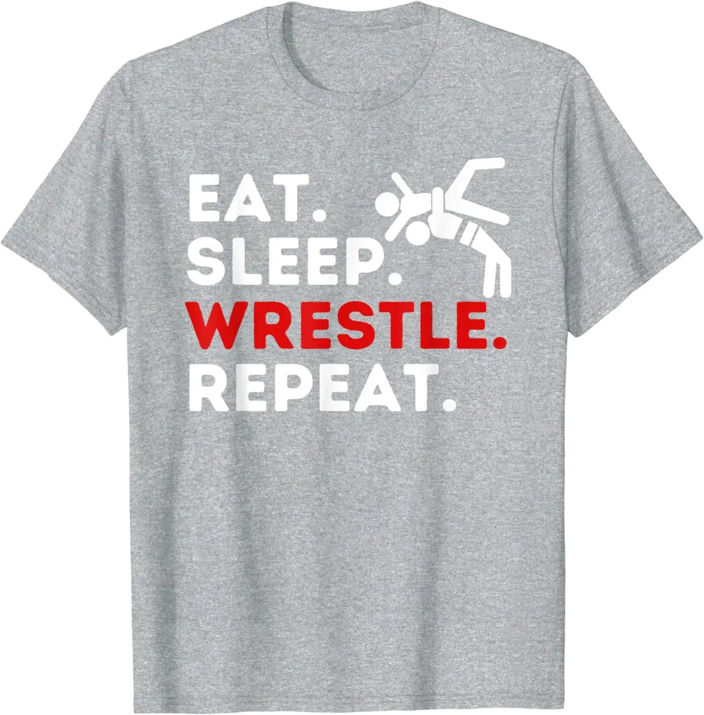 Eat Sleep Wrestle Repeat Cotton T-shirt Graphic Print