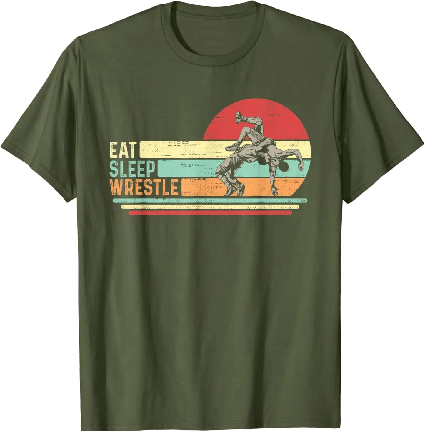 Eat Sleep Wrestle Repeat Cotton T-shirt Graphic Print