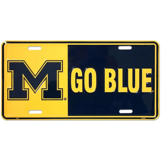 University of Michigan Wolverines Go Blue NCAA Tin License Plate