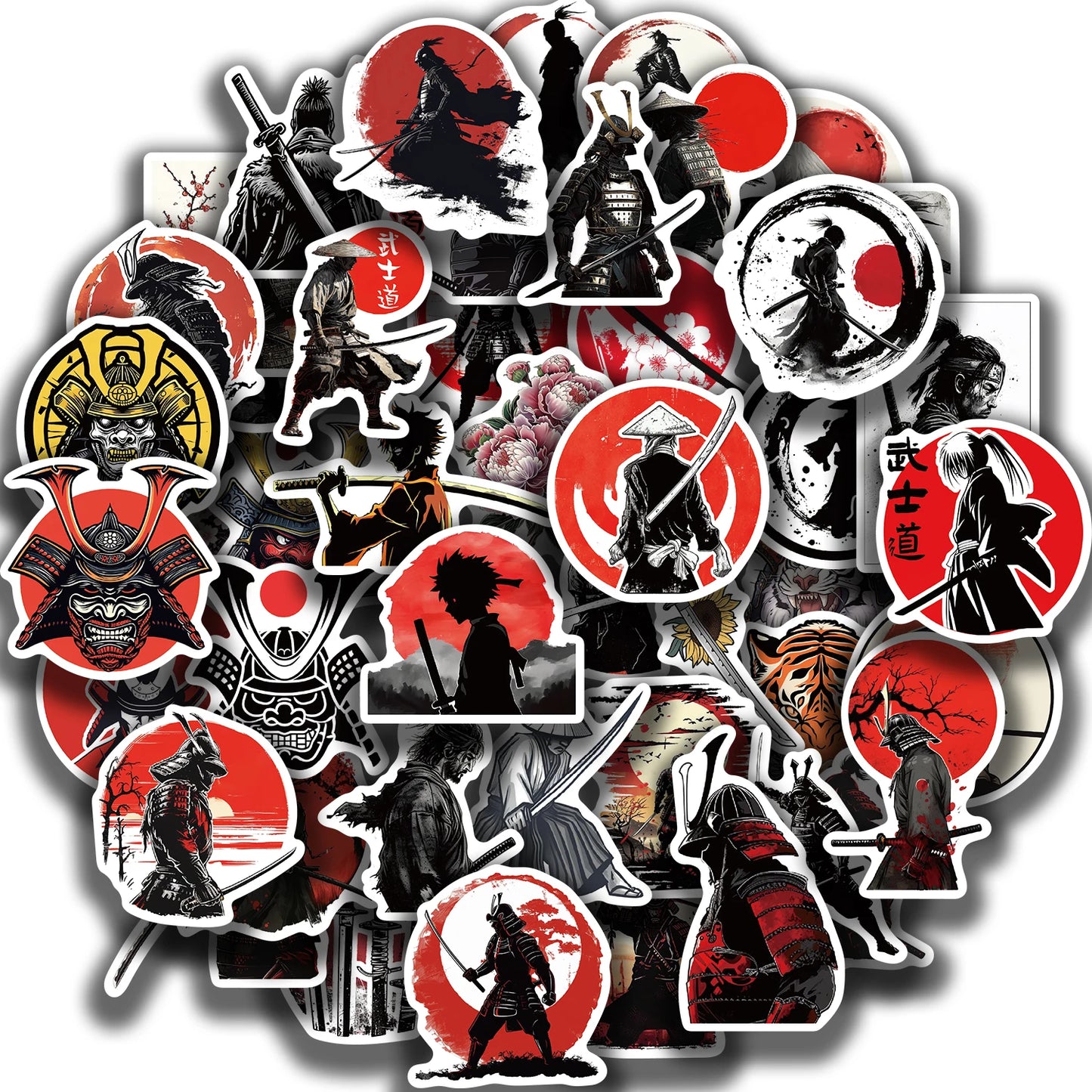 50 piece Japanese Samurai Bushido Stickers Waterproof