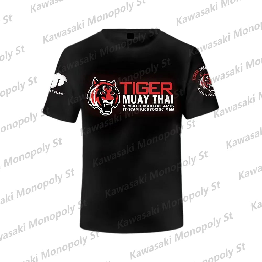 2025 Tiger Muay Thai FIGHT TEAM Kickboxing t-shirt Sports Top