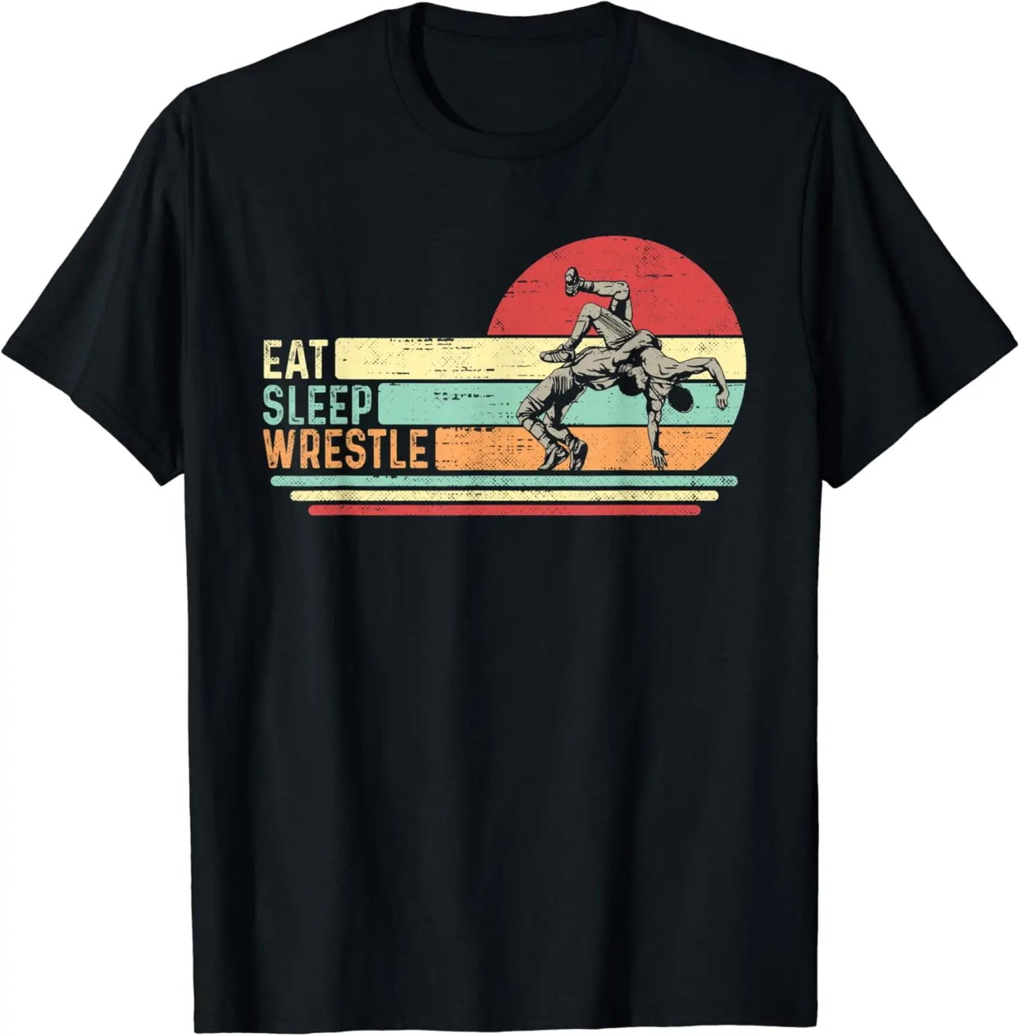 Eat Sleep Wrestle Repeat Cotton T-shirt Graphic Print