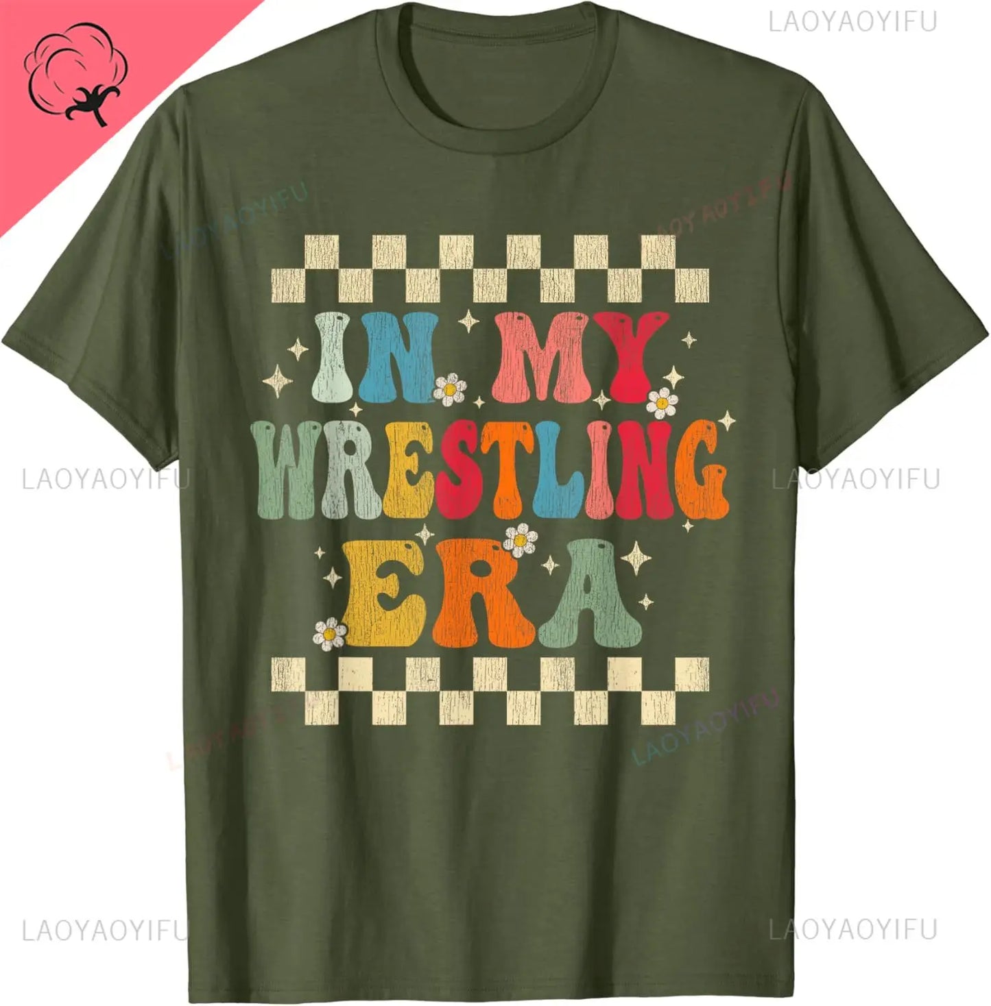 Eat Sleep Wrestle Repeat Cotton T-shirt Graphic Print