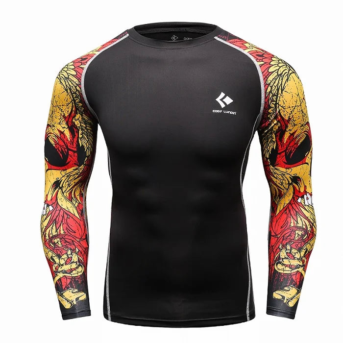 GRAPPLING Quick Drying Kimono Rashguards For Mixed Martial Arts & Brazilian Jiu Jitsu Fighting Fitness Training Tight Long Sleeve Shirt